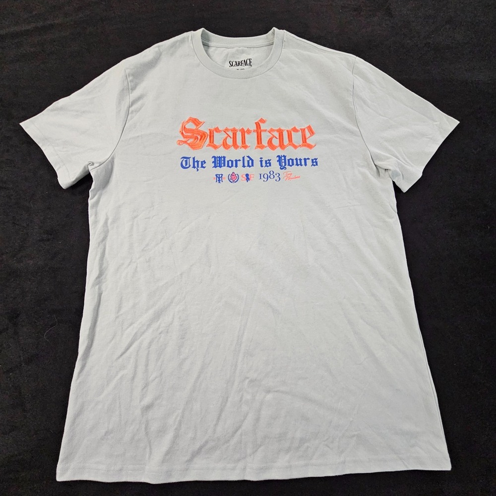 Scarface World is Yours Gray Short Sleeve Cotton Blend T-Shirt Men's XL